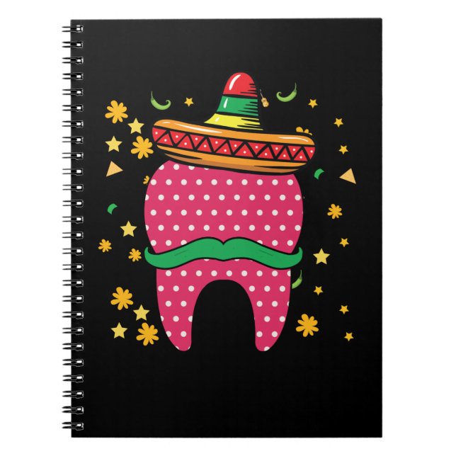 Cinco De Mayo Tooth Sombrero Mexican Dentist Notebook (Front)