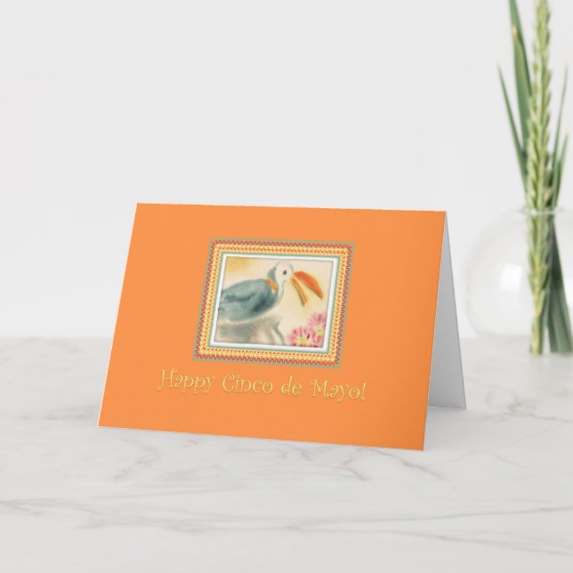 Cinco de Mayo Toucan on Orange  Card (Front)