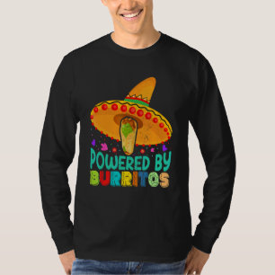 Cinco De Mayo Vintage Mexican Powered By Burritos  T-Shirt
