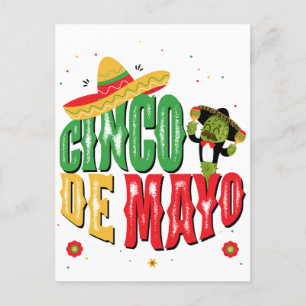 Cinco De Mayo With Hat Cactus Funny Cinco De Mayo Postcard