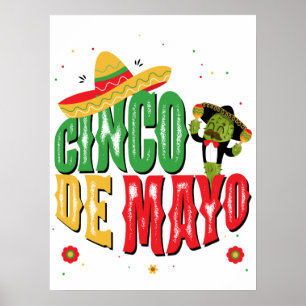 Cinco De Mayo With Hat Cactus Funny Cinco De Mayo Poster