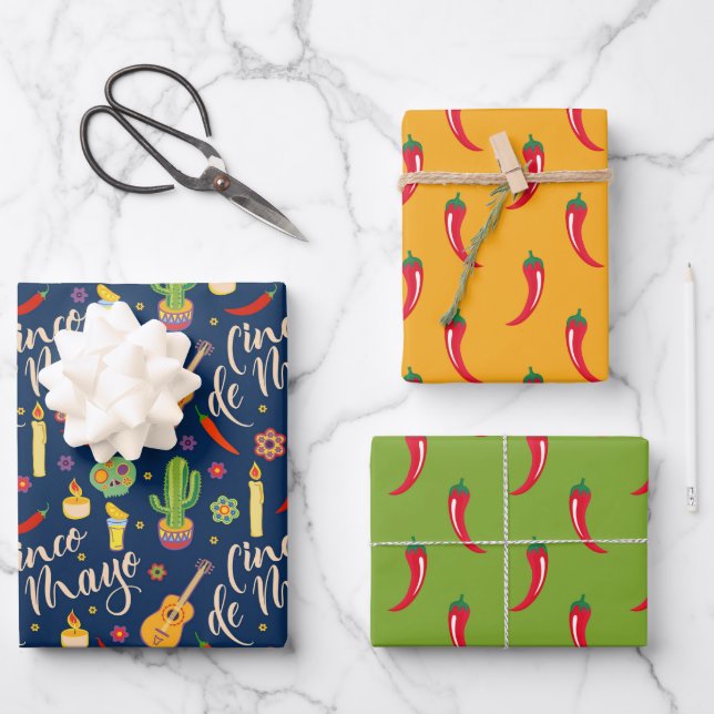 Cinco de Mayo Wrapping Paper Set of 3 (Front)