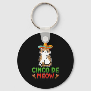 Cinco De Meow Cute Cinco De Mayo Sombrero Taco Cat Keychain