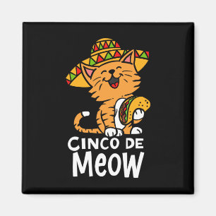Cinco De Meow Cute Cinco De Mayo Sombrero Taco Cat Magnet