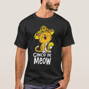 Cinco De Meow Cute Cinco De Mayo Sombrero Taco Cat T-Shirt