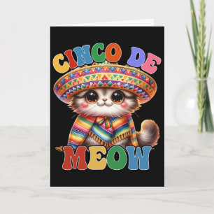 Cinco De Meow Funny Cute Cat With Sombrero Cinco D Card