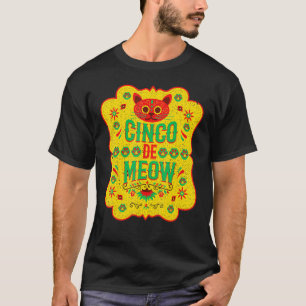 Cinco De Meow Mayo Floral Cute Cat Mexican Fiesta  T-Shirt