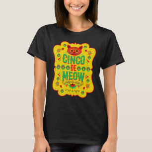 Cinco De Meow Mayo Floral Cute Cat Mexican Fiesta  T-Shirt