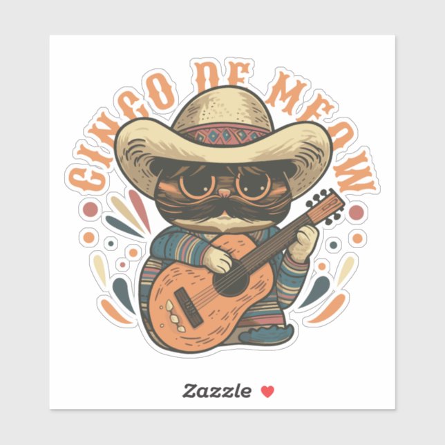CINCO DE MEOW MEXICAN CAT WITH GUITAR  (Sheet)