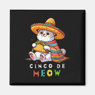 Cinco De Meow With Smiling Cat Taco And Sombrero  Magnet