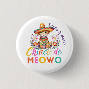 Cinco De Meowo Cute Cat Fiesta Party Custom 1 Inch Round Button
