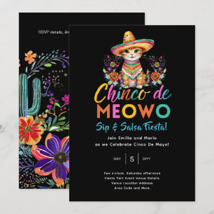 Cinco De Meowo Fun Cat Fiesta Party Time   Invitation