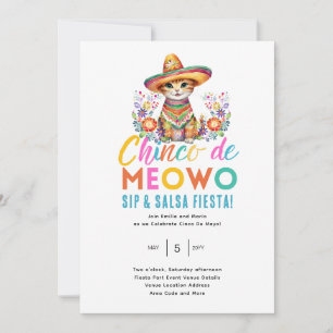 Cinco De Meowo Fun Cat Fiesta Party Time   Invitation