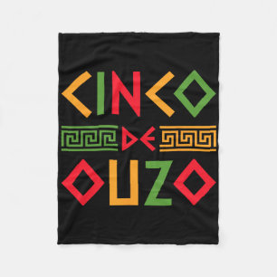 Cinco De Ouzo Retro Funny Greek Easter Cinco De Ma Fleece Blanket
