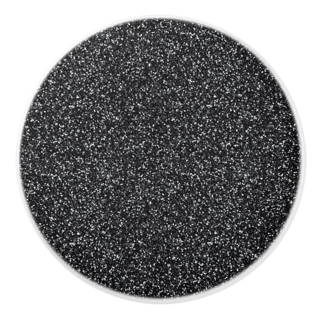 Cinder Black Glitter Ceramic Knob (Front)