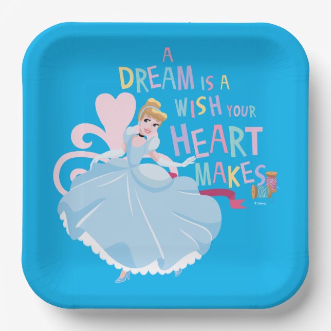 Cinderella | A Dream Is A Wish Your Heart Makes Paper Plate (Front)