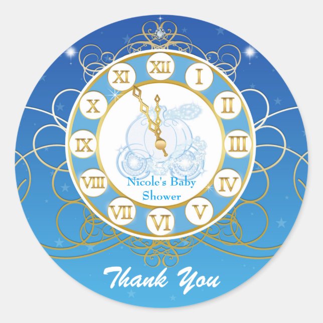 Cinderella Almost Midnight Blue Favour Stickers (Front)