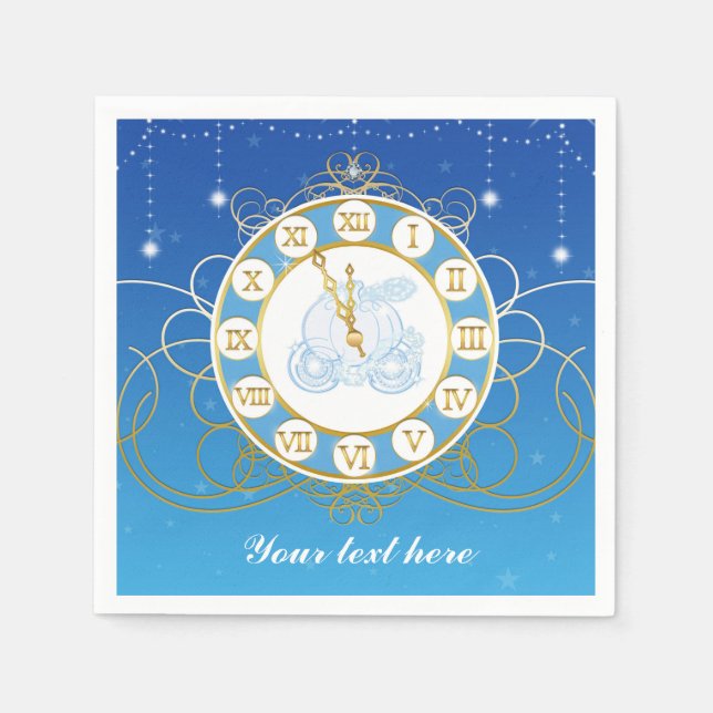 Cinderella Almost Midnight Blue Party Napkins (Front)