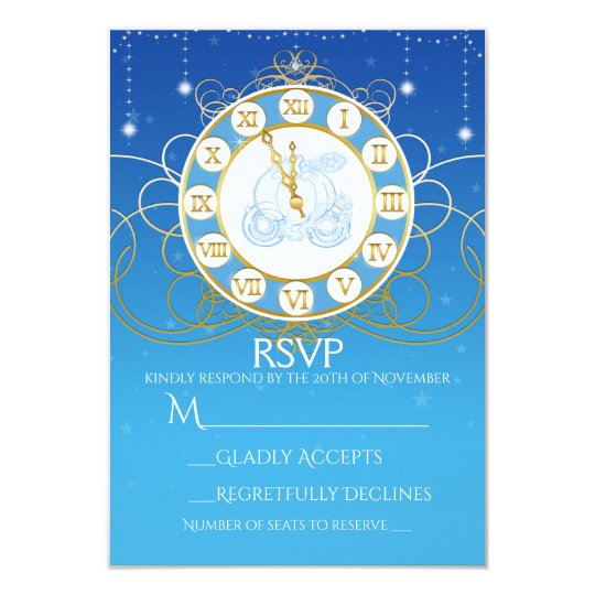 Cinderella Almost Midnight Blue RSVP Card