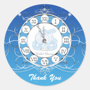 Cinderella Almost Midnight Blue Silver Party Favou Classic Round Sticker