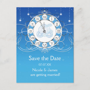 Cinderella Almost Midnight Silver Save The Date Announcement Postcard