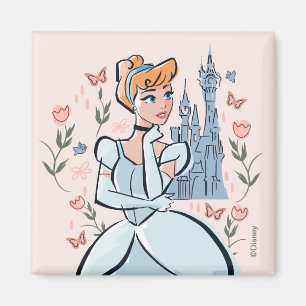 Cinderella and Castle Stylized Badge Magnet