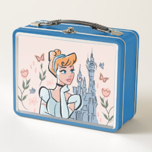 Cinderella and Castle Stylized Badge Metal Lunch Box