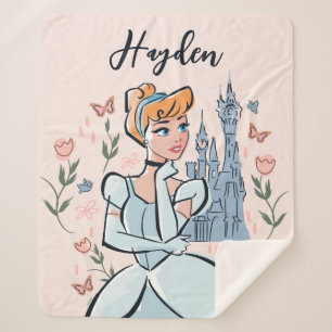 Cinderella and Castle Stylized Badge Sherpa Blanket