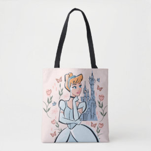 Cinderella and Castle Stylized Badge Tote Bag