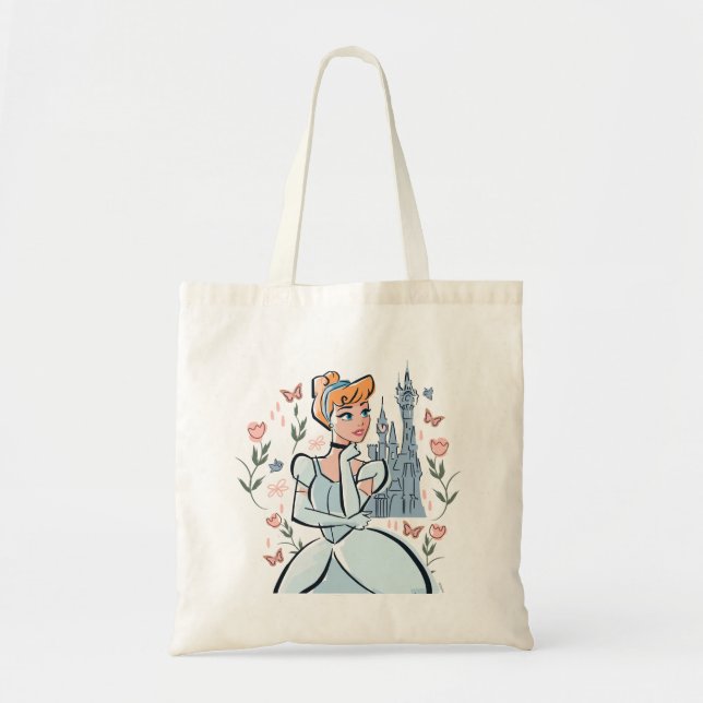 Cinderella and Castle Stylized Badge Tote Bag (Front)