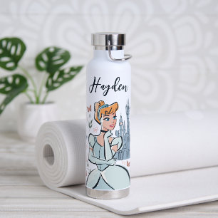 Cinderella and Castle Stylized Badge Water Bottle