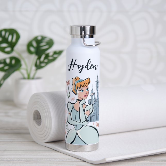 Cinderella and Castle Stylized Badge Water Bottle (Yoga)