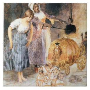 Cinderella and Fairy Godmother sq Tile