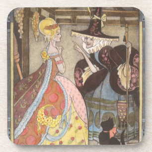 Cinderella and Fairy Godmother, Vintage Fairy Tale Coaster