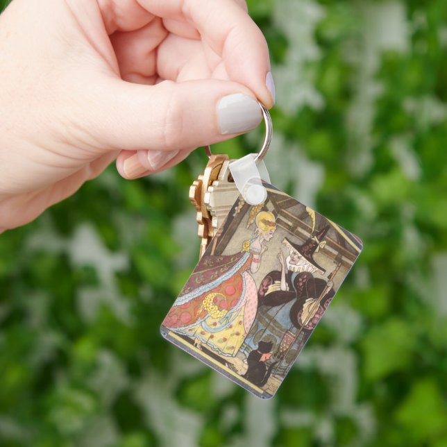 Cinderella and Fairy Godmother, Vintage Fairy Tale Keychain (Hand)