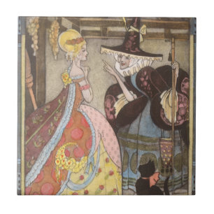 Cinderella and Fairy Godmother, Vintage Fairy Tale Tile