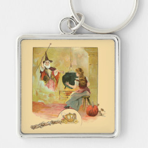 Cinderella And Her Fairy God Mother  Keychain