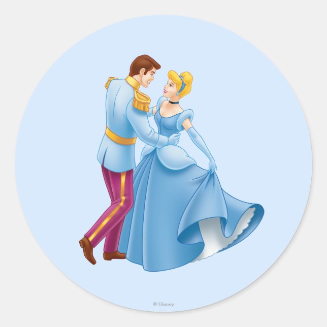 Cinderella and Prince Charming Classic Round Sticker (Front)