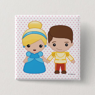 Cinderella and Prince Charming Emoji 2 Inch Square Button