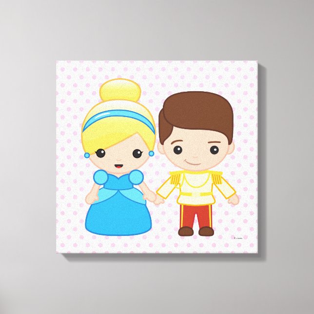 Cinderella and Prince Charming Emoji 4 Canvas Print (Front)
