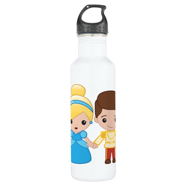 Cinderella and Prince Charming Emoji 710 Ml Water Bottle (Front)