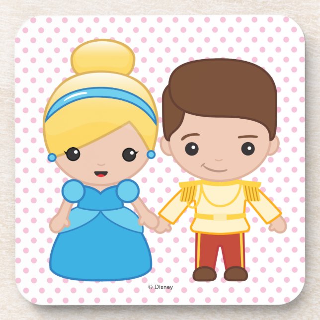 Cinderella and Prince Charming Emoji Coaster (Front)