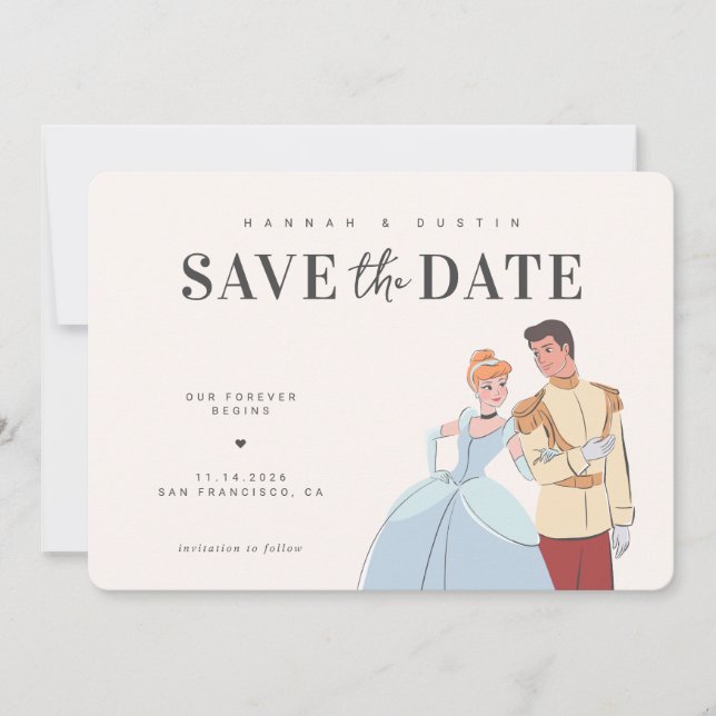 Cinderella and Prince Charming Save the Date (Front)