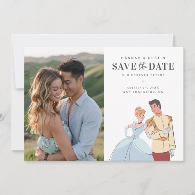 Cinderella and Prince Charming Save the Date (Front)
