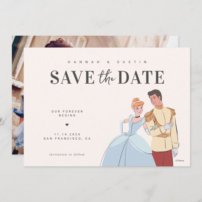 Cinderella and Prince Charming Save the Date Photo (Front/Back)