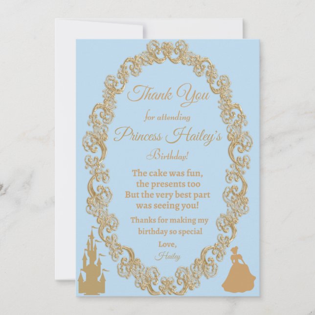 Cinderella Birthday Thank You Invitation (Front)