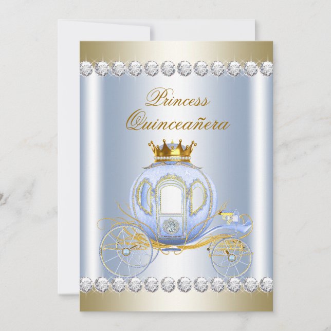Cinderella Blue Princess Quinceanera Invitation (Front)