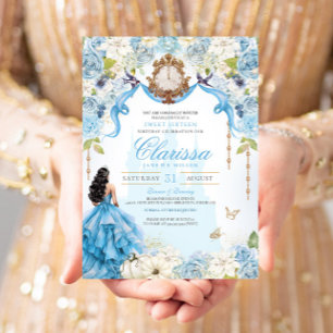 Cinderella Blue Royal Sweet Sixteen Princess Invitation
