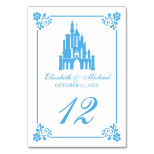 Cinderella Blue Wedding Castle Table Number