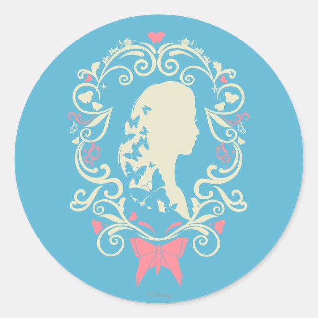 Cinderella Butterfly Cameo Classic Round Sticker (Front)